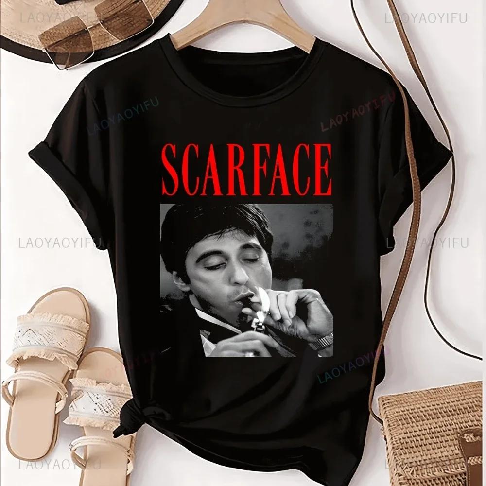 Tricou Streetwear Imprimat cu Filmul Scarface Trend Neutru Harajuku Cămașă Unisex Grafică Supradimensionată