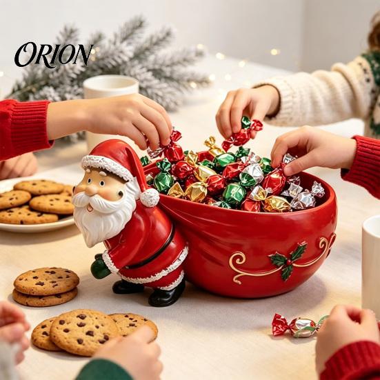 Indoor Holiday Party Supplies Santa Claus Candy Bowl, Resin Christmas Desktop Organizer, Decorative Fruit Dish, Themed Home Accent Creative