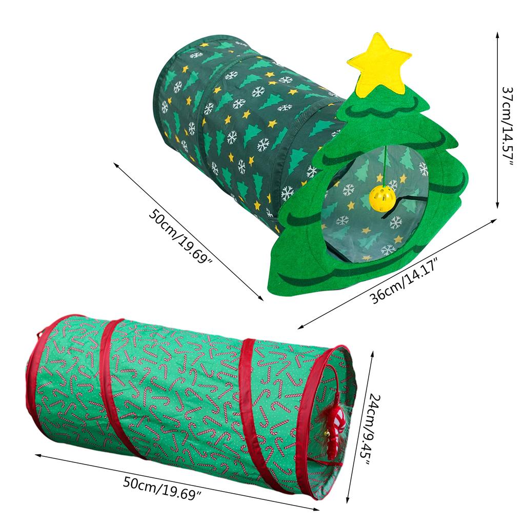 Cat Toy Canes Tunnel Tube Collapsible Spring Rabbit Christmas Tree Tunnel Collapsible Indoor Toy Collapsible