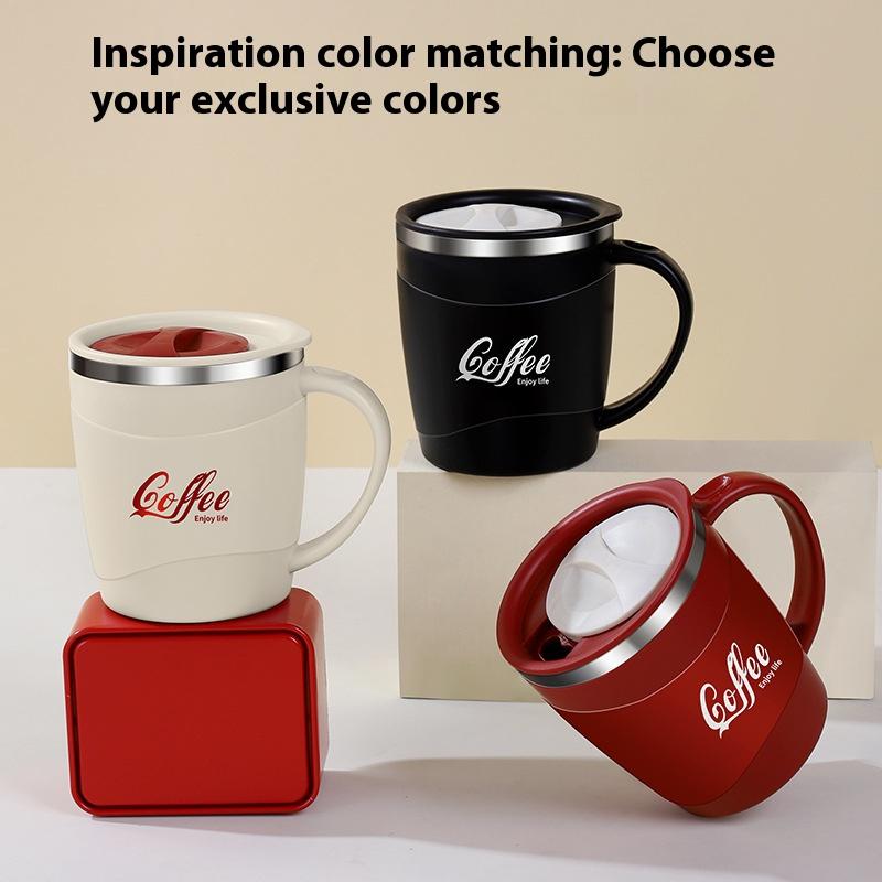 304 Stainless Steel Mug, Double-layer Heat and Cold Preservation, Business Portable Coffee Cup Office with Handle for Making Tea