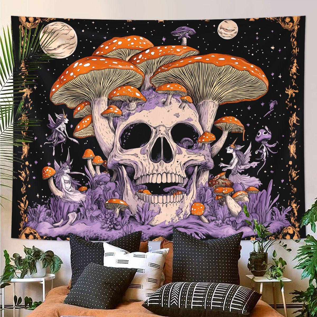 Tapestry Gothic Skull-Mushroom 75x100