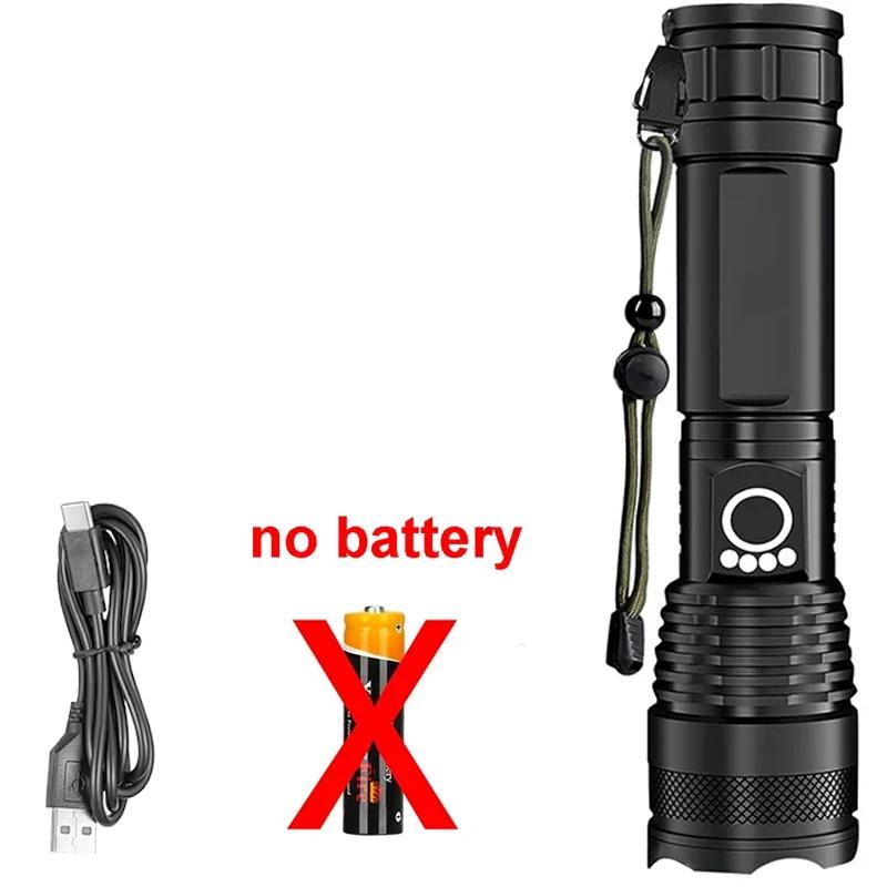 High Power LED Flashlight Rechargeable 5 Mode Aluminum Alloy Telescopic Zoom Torch Tactical Lamp for Outdoor Camping Fishing