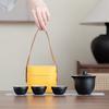 Outdoor camping kung fu teapot retro Jiangshan travel portable cover bowl set business annual meeting