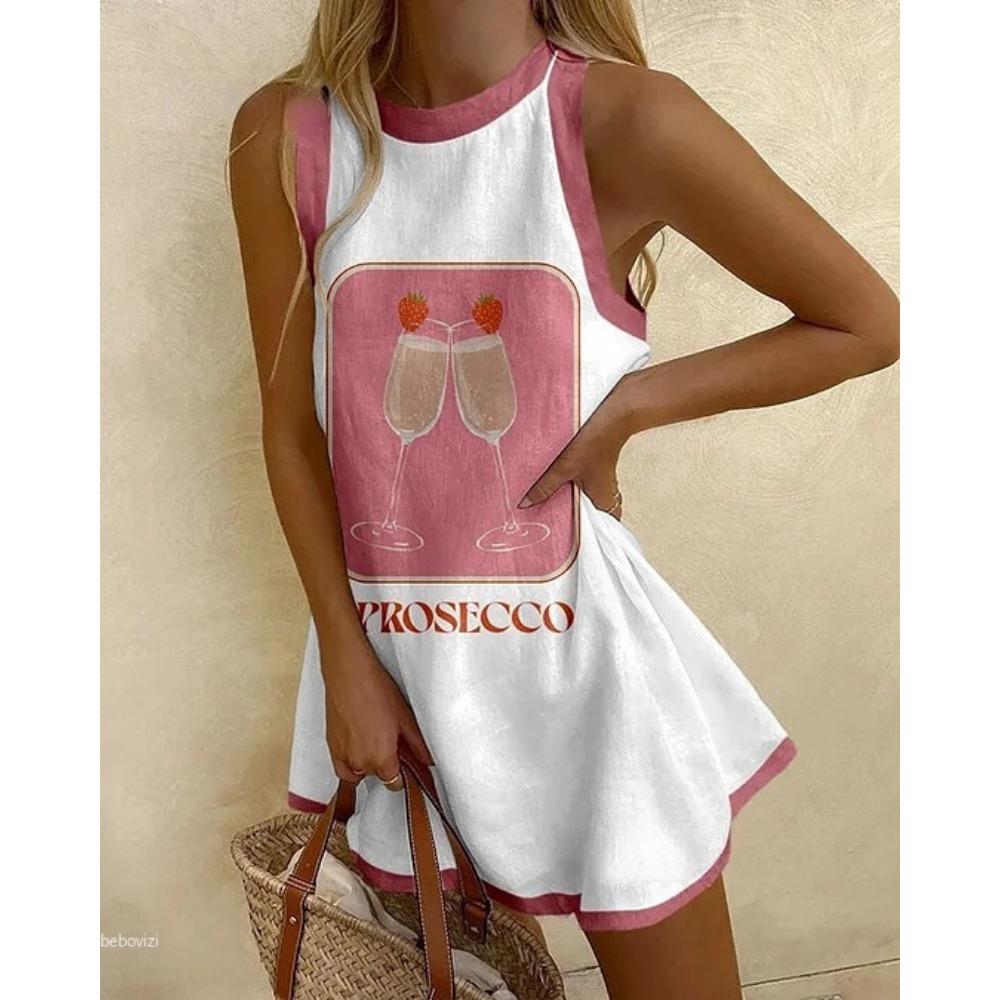 

Summer Beach Sexy Print White Sleeveless Dress Women Fashion Casual Party Mini Dresses Female New Holiday Dress 8XL