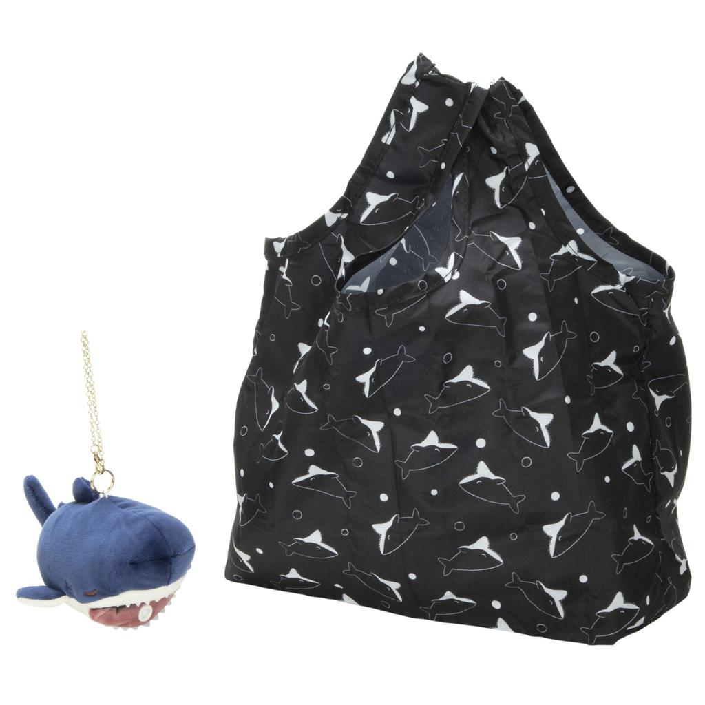 Livheart Premium Sleepy Animals Kamu Kamu Shark Zap Eco Bag (Mascot: Approx. 6cm Long, Bag: Approx. 35cm Long) Compact 78752-63