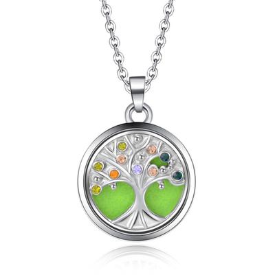 Stainless Steel Tree of Life Aromatherapy Necklace Essential Oil Diffuser Pendant