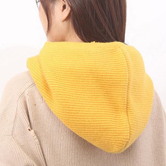 Strickmütze Schal Kombi Einfarbig Verstellbarer Kordelzug Kapuzenschal Damen Winter Warm Winddicht Elastisch Thermomütze