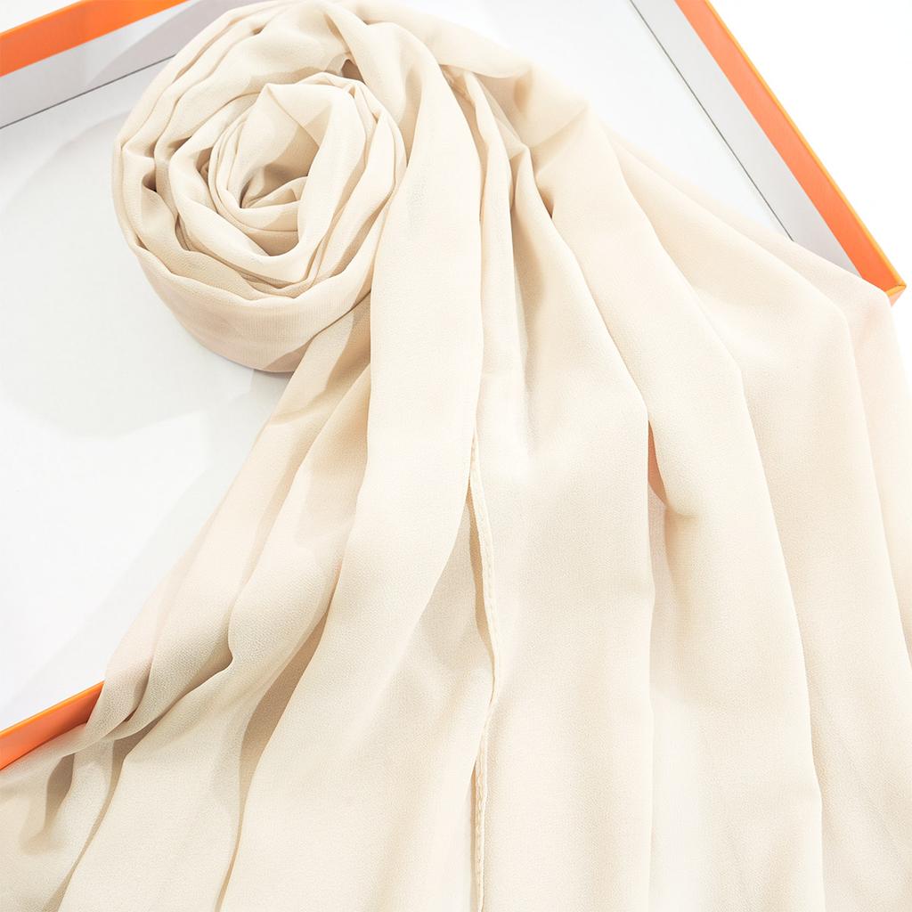 Solid Color Chiffon Scarf Breathable Simple Casual Shawl Hijab Windproof Sunscreen Head Wrap for Women Women Abaya Accessories