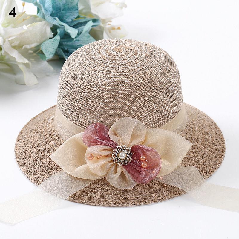 2024 Summer Sun Protection Hat Ladies Panama Caps Women Straw Hat Sun Hats Wide Brim Beach Cap Girls Bowknot Ribbon Outdoor