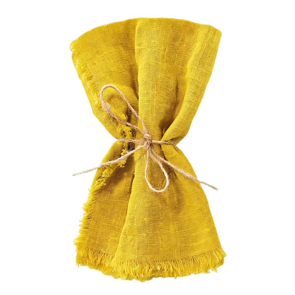 6pcs 42x42cm Cotton Napkins Reusable Fringed Napkins New Year Cloth Napkins  Kitchen Use