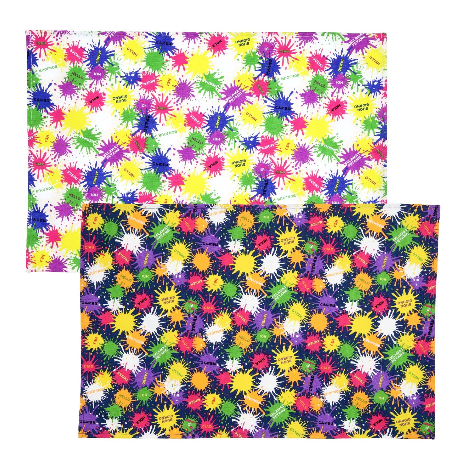 

KIYOHARA Set of 60cm x Painting and Boys Water-Repellent Placemats, Large, 2, 40cm, World, Off-White Navy, NNF18-L2