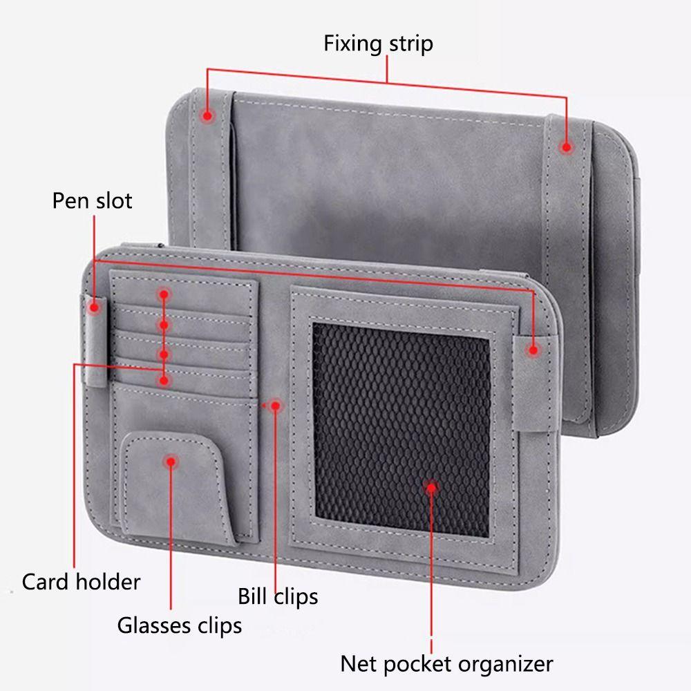 Net Pocket Car Sun Visor Organizer Multi-compartment Sun Visor Pocket Vehicle Glasses Holder  Truck