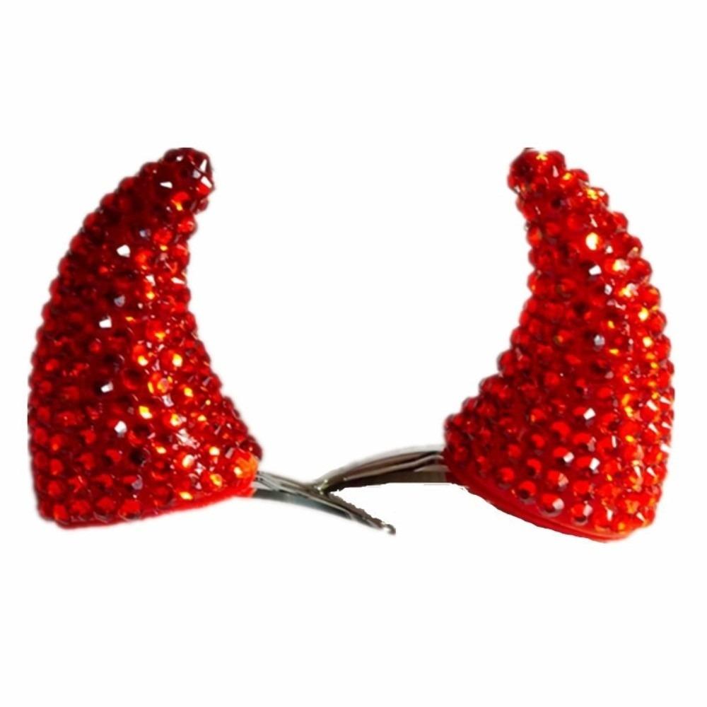 Rhinestone Cow Horn Hairband Glitter Horn Hairpins Cute Halloween Hair Hoop Makeup Up