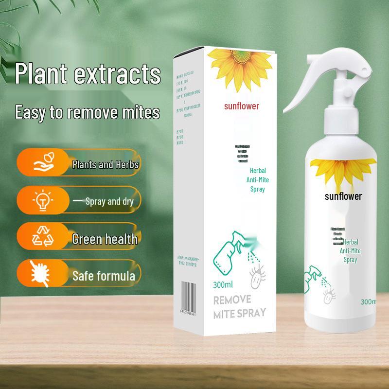 Sunflower Herbal Anti-Mite Spray for Beds & Wardrobes, Safe for Pregnant Women & Infants, Includes Anti-Mite Sachet
