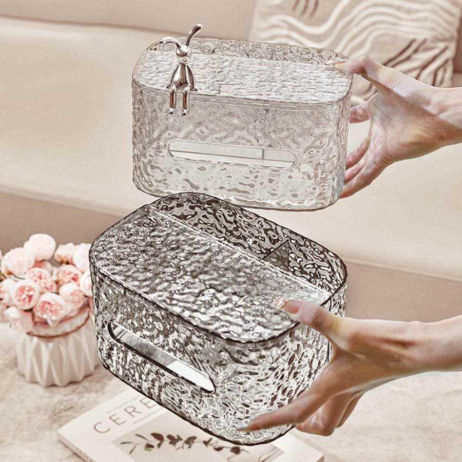 1PCS Glacier Pattern Tissue Box Living Room Household Luxury Coffee Table Multifunctional Creative ins Wind PET New Storage Box
