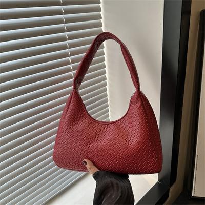 Herbstmode Nische Pendeln einfach einfarbig lässig große Kapazität Retro tragbar Achsel Halbmondtasche