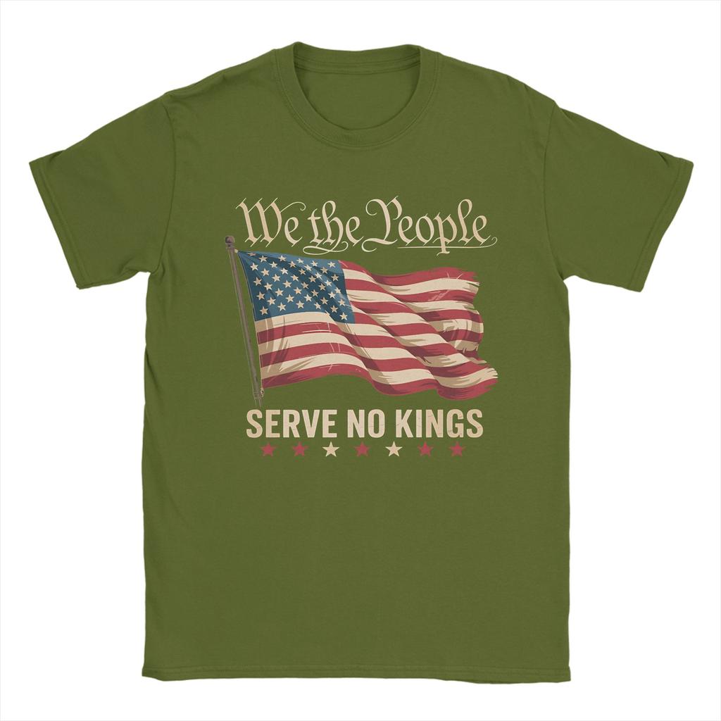 We The People Serve No Kings In America T-Shirts Men Funny 100% Cotton Tee Shirt Crewneck Short Sleeve T Shirt Gift Idea Tops