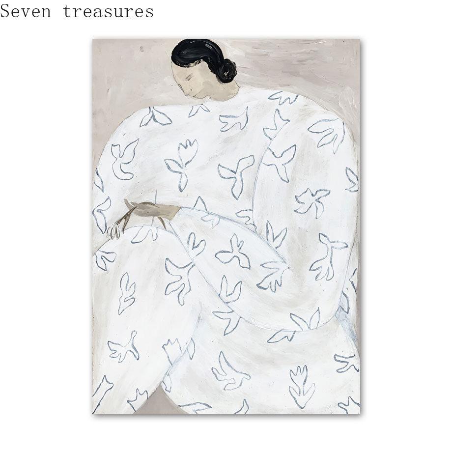 

Minimalist Abstract Lines Canvas Wall Art, Woman Dog, Swim Wall Art, Nordic Poster, Painting and Prints, Pictures for Living Roo 21x30cm No Framed