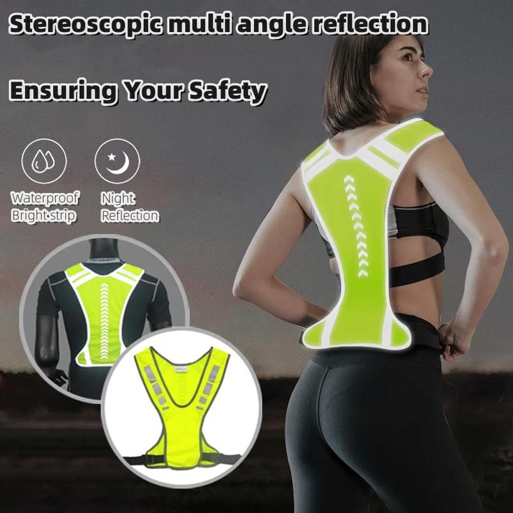 Reflective Night Running Vest High Visibility Reflective Vest Safety Vest With Elastic Strap For Night Hiking Cycling
