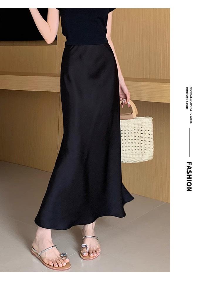 Damska spódnica satynowa z wysokim stanem typu rybka - Wiosna 2024