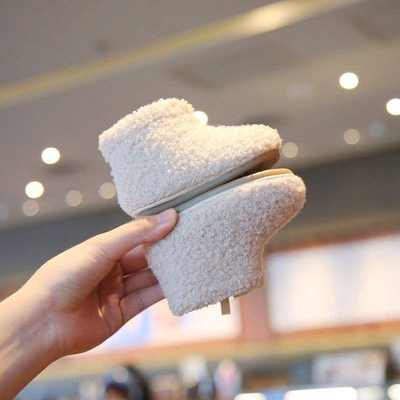 Baby Girl Fluffy Boots Princess Shoes Winter Plush Boots Girls Short Boots Soft Sole Baby Toddler Shoes Warm Cotton Shoes