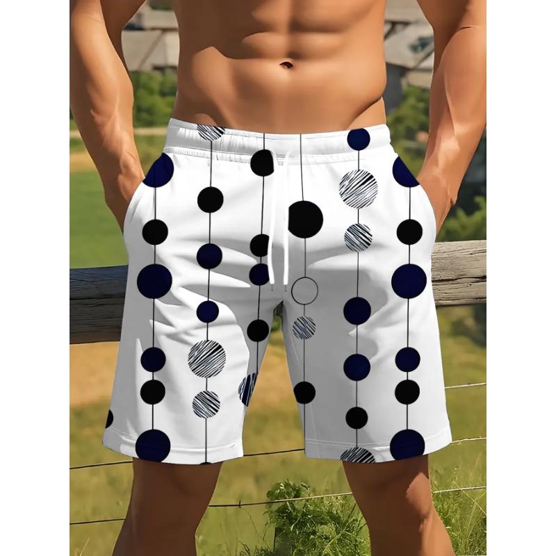 Men s Drawstring Shorts with Random Geometric Pattern Print Suitable for Home, Hiking, and Sports S