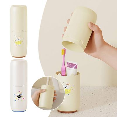 Portable Travel Toothbrush Case Bottom Drain Multifunctional Toothpaste Cup Holder Bathroom Organizer Travel Storage Case