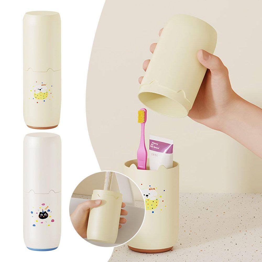 Bottom Drain Toothpaste Cup Holder Portable Dopamine Toothbrush Storage Box  for Bathroom Storage