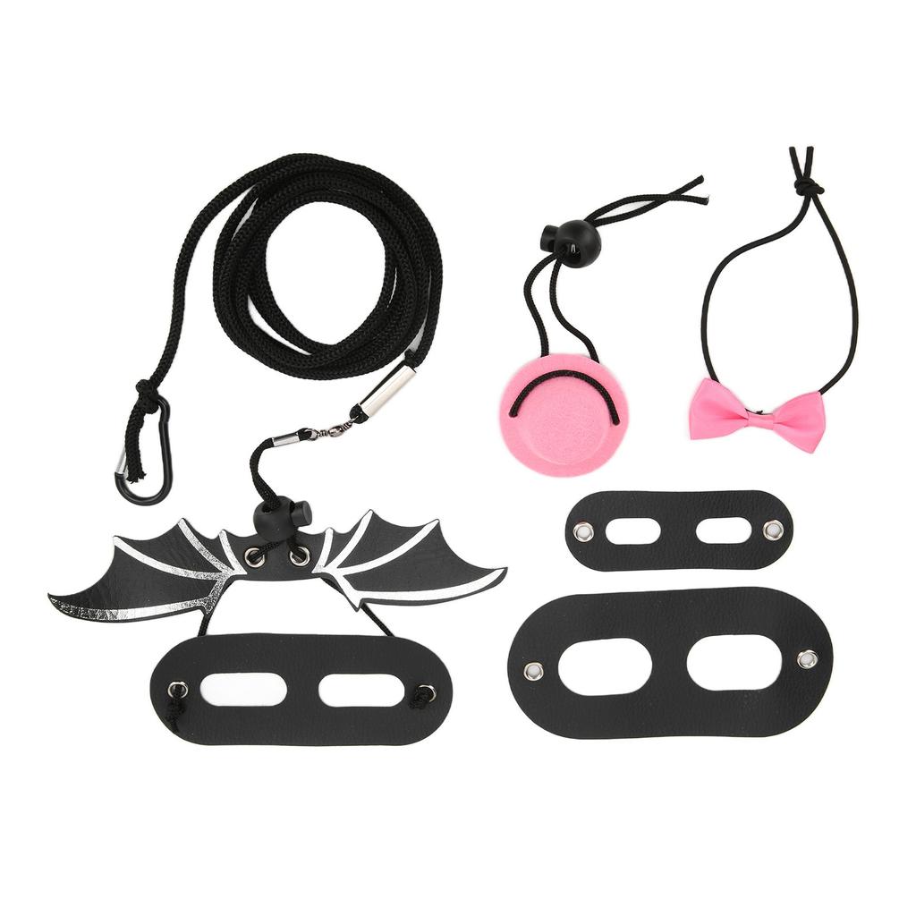 Reptilien Geschirr und Leine Verstellbares Eidechsen Zugseil Hut Fliege Set für kleine Haustiere(Rosa Hut Set Leine S)