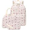 2026 New High Quality Corduroy 3-Piece Backpack Set for Girls Lightweight Floral Printed Primary School Student School Bags