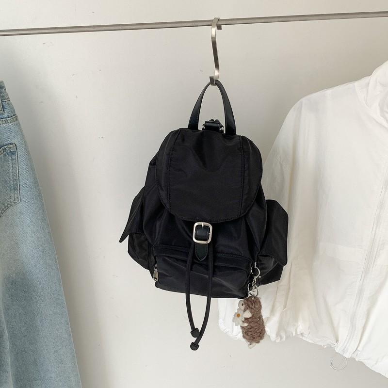 

2025 New Korean Casual Simple Style Large Capacity Backpack Women s Travel Light Nylon Student Schoolbag чёрный