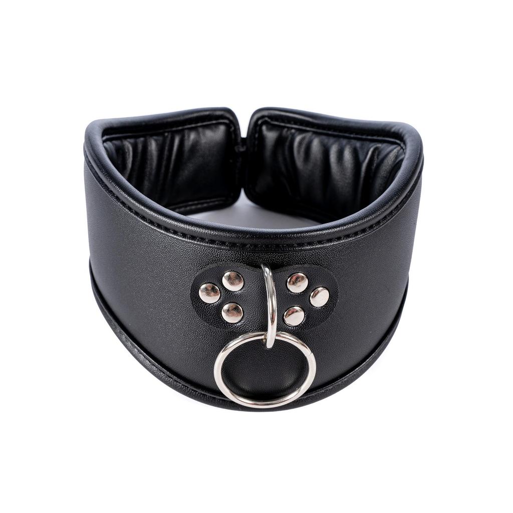 Enhanced Cotton-Padded BDSM Neck Collar with Mouth Gag