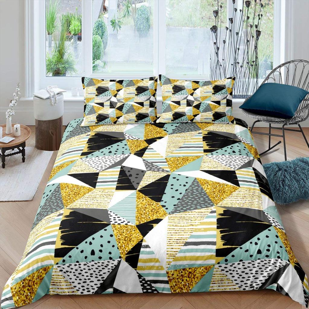 Geometrisches Bettbezug-Set Queen-Size Sechseckige Waben Bettwäsche-Set 3D Kinder Jungen Mädchen 2/3-teiliges Bettdeckenbezug-Set Kissenbezug