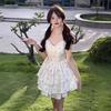 French Stunning Small Fly Sleeve Suspender Dress Fairy Dress Summer Sweet Fluffy Cake Dress Small Short Skirt
