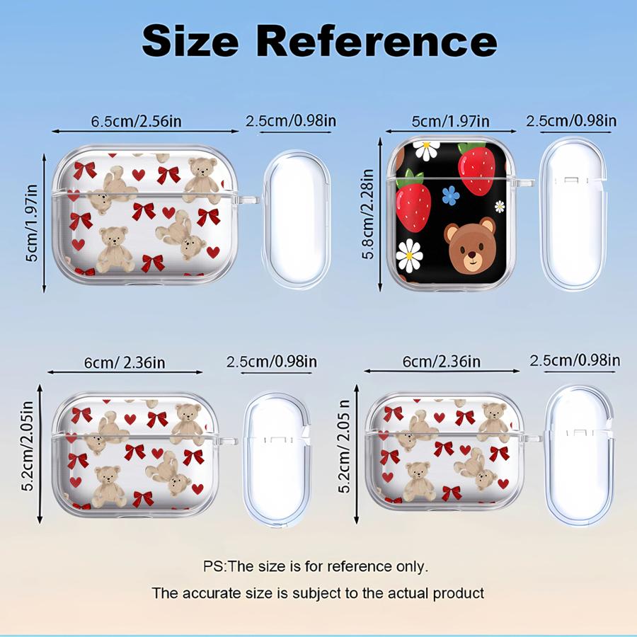 Case For Airpods 2 Pro 3 1 4 Pro3 Pro2 Clear Earphone Cases Cover Cute Cartoon Bow Little Bear