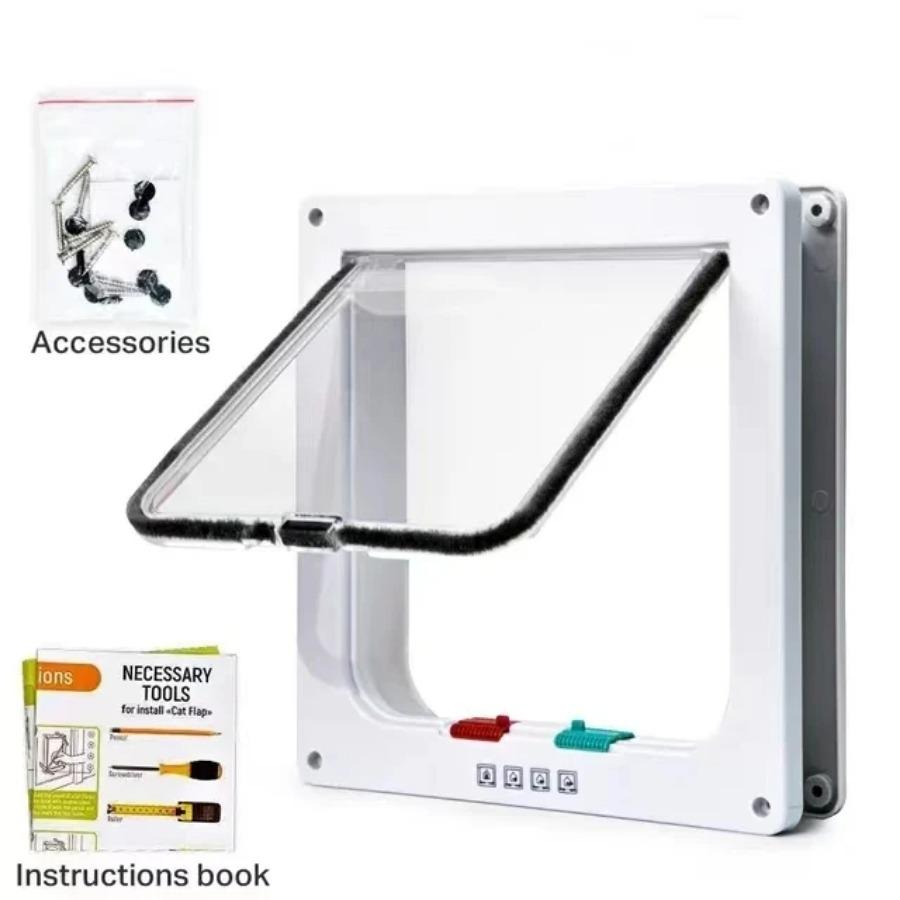 Weather Proof Cat Door 4 Way Locking for Cat Up To 20 Lbs for Interior Doors Cabinet Garage Doors 4 Sizes Pet Door