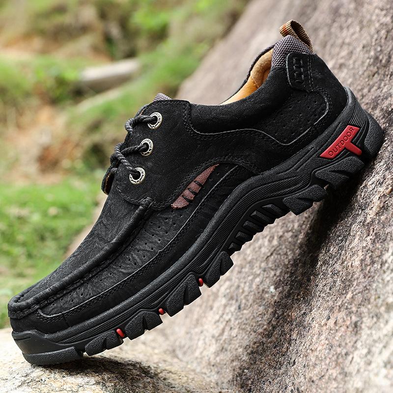 2025 neue Herren Freizeitreise Schuhe aus erstschichtigem Leder Übergröße Outdoor Lederschuhe modische vielseitige Dad Shoes