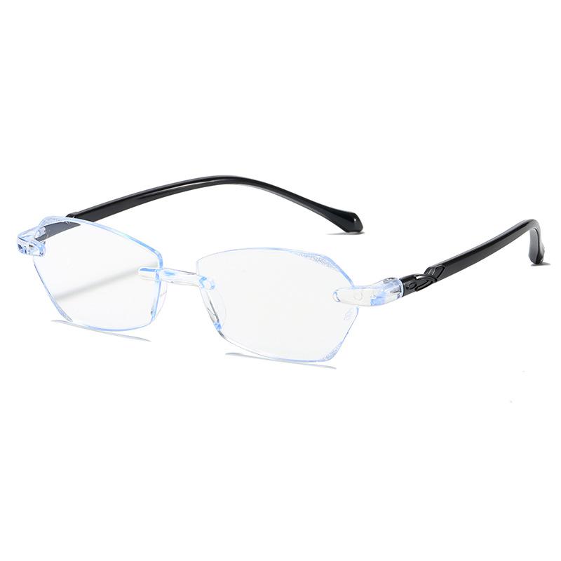 Rimless Reading Glasses Women Vintage Frameless Diamond Cut Edge Hyperopia Eyeglasses Anti Blue Light Computer Eyewear +1.0~+4.0