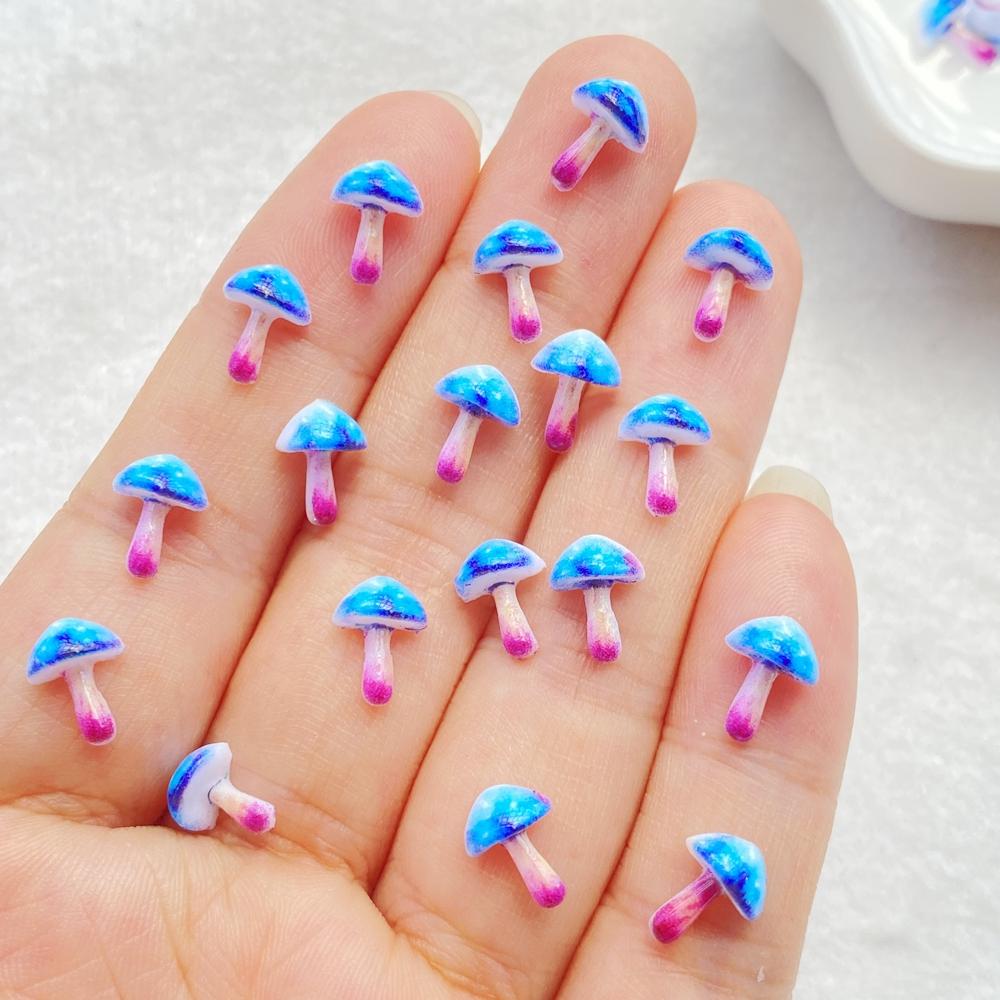 

50pcs Resin Cute 3D mini Colorful Mushrooms Flat Back Rhinestone Scrapbook DIY Wedding Applique Decor Jewelry Accessories