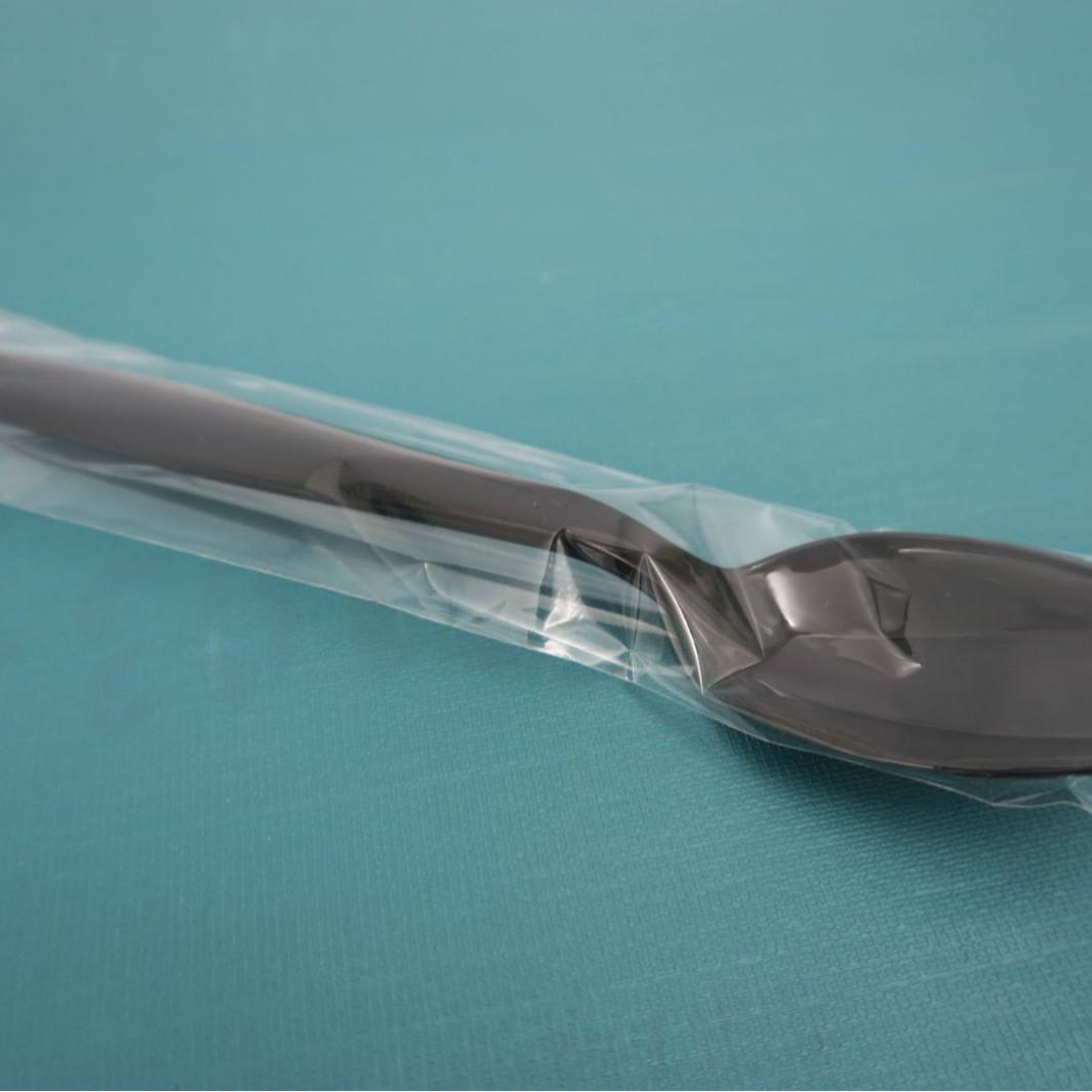 7-inch Disposable PS Plastic Soup Spoon with Thick Frosted Handle - Transparent Tableware
