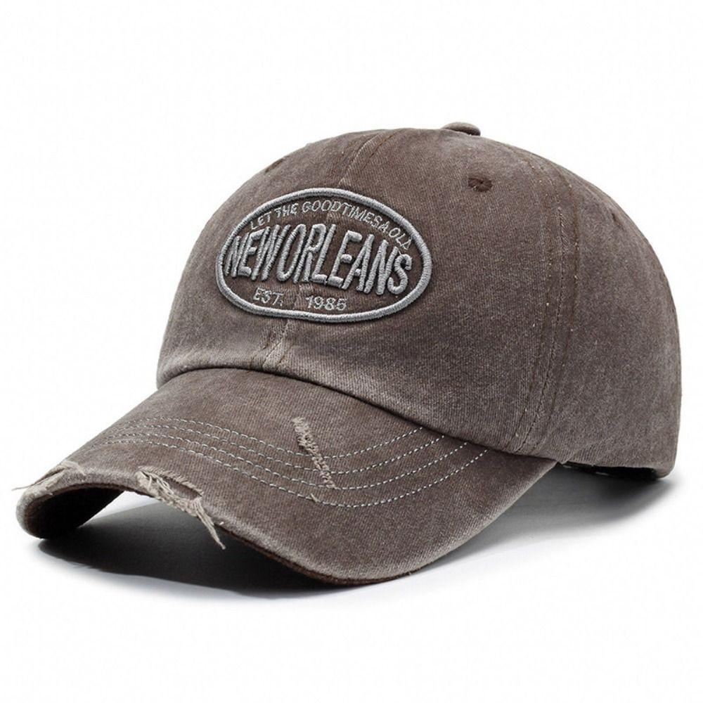 Letter NEWORLEANS Distressed Faded Cap Broken Hole Sunscreen Hats  For Man Women Outdoor Sports