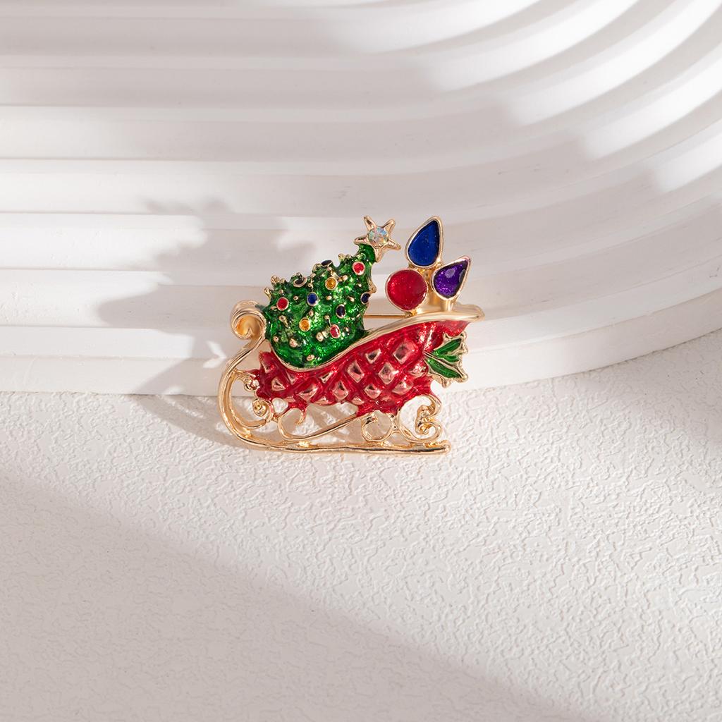 Creative Cartoon Christmas Bell Bow Diamond Brooch, Contrasting Colors, Advanced Sense, Cute Elk Dripping Oil Badge