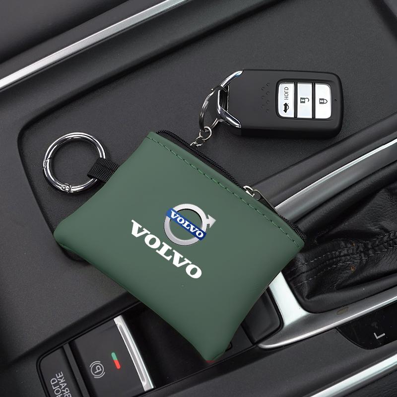 

Car Leather Key Case Keychain Mini Storage Bag Auto Accessories For Volvo Xc60 Xc90 V40 V60 S60 V50 V90 S80 C40 XC40 V70 XC70 зелёный