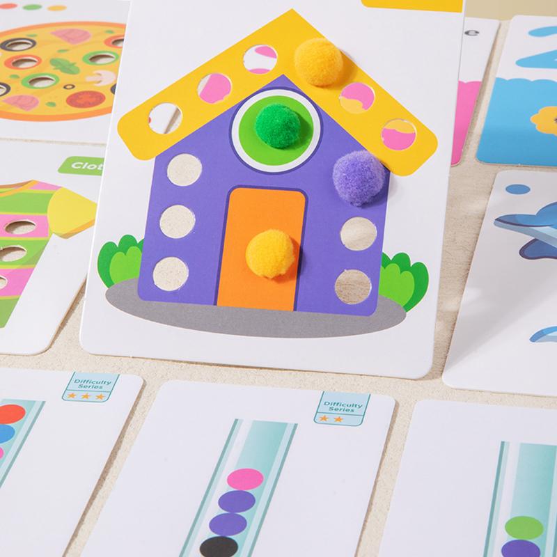 Numărând Pompoane cu Cărți de Sortare Potrivite Învățare Matematică Preșcolară Educație STEM Activități de Abilități Motrice Fine Jucării pentru Copii Cadouri