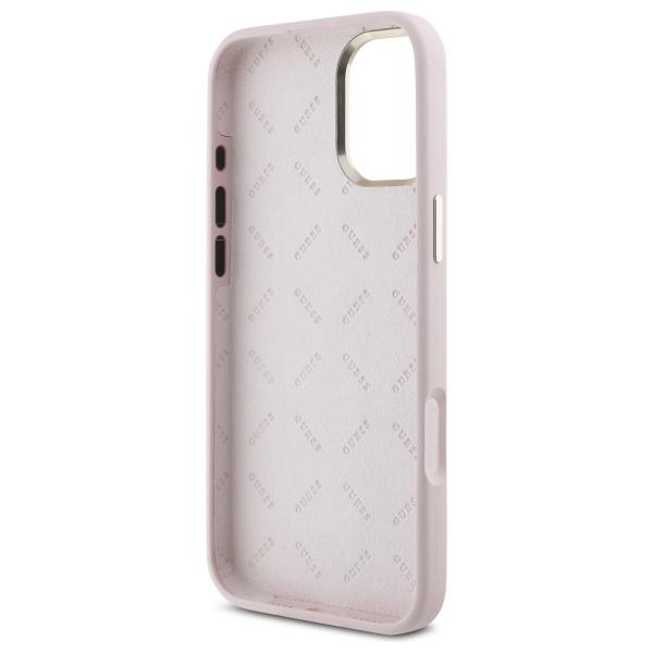 Guess Guhcp16Msmbslp Iphone 16 Plus 6.7 Różowy/Pink Hardcase Silicone Script Metal Logo & Frame