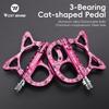 WEST BIKING Bicycle Pedals 3 Bearing Cat Shaped MTB Road Bike Pedals Flat Platform Seal Bearings Cycling Pedals Bike Accessories