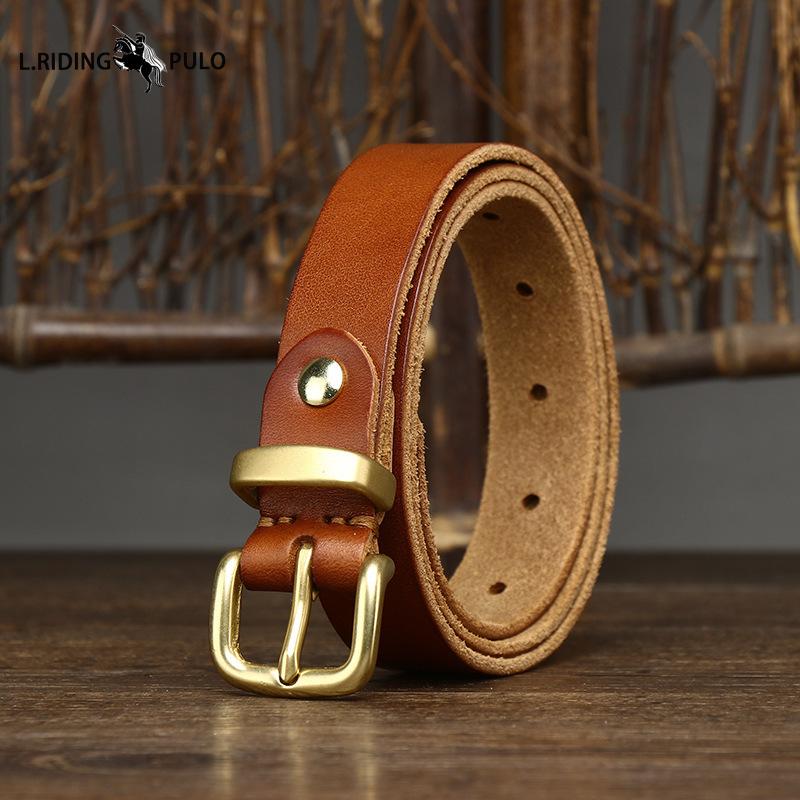 Washed Women's Thin Leather Belt Pure Cowhide Retro Fashion Versatile Casual Jeans Belt