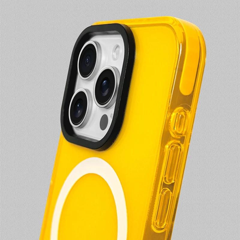 Průhledný kryt na telefon MagSafe v neonové barvě pro iPhone 17 16 15 14 pro max 13 12 Bezdrátové nabíjení Měkký silikonový nárazník