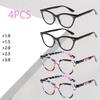 4PCS Plastic Retro Women Reading Glasses Men Cat Eye Anti Blue Light Eyeglasses Fashion Presbyopia Hyperopia Eyewear
