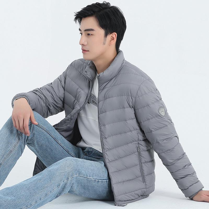 Men's Stand Collar Lightweight Down Jacket with Hood - Autumn/Winter 2025 Collection